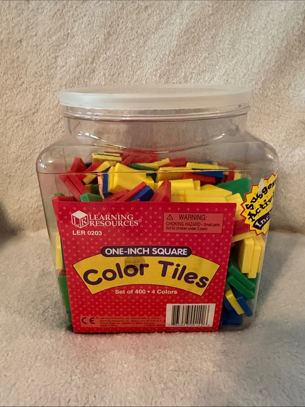One-Inch Square Color Tiles - Yellow, Red, Blue, Green